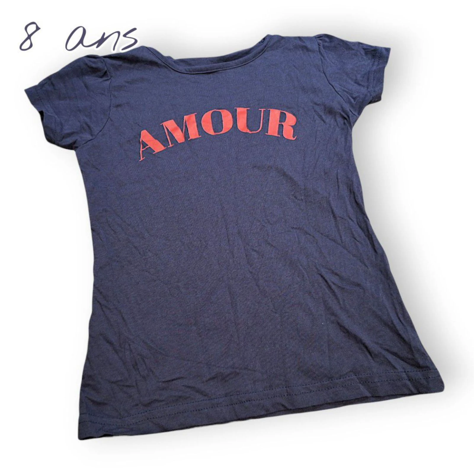 💥👕 Tee-shirt bleu « AMOUR » – 8 ans – style canon 👕💥